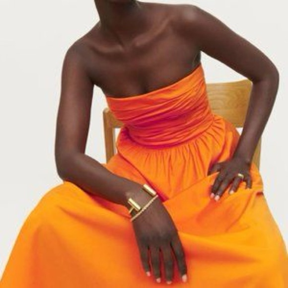 Reformation Lissa Dress in Citrus (bright orange) Strapless - Picture 6 of 11